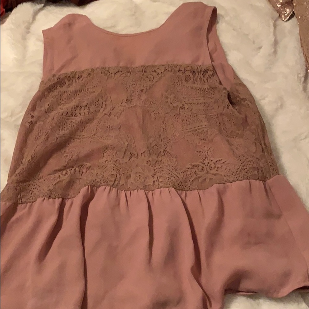 Cute pink lace and ruffle blouse